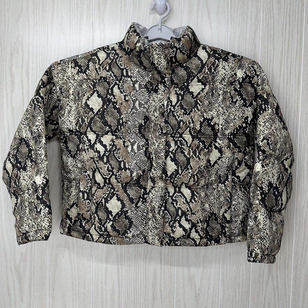 Thread & Supply Puffer‎ Jacket Womens Small Snakeskin Print Full Zip Pockets